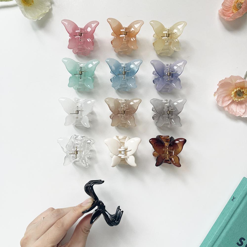 지금은 여리여리 컬러 투명 유광 미니 나비 집게핀