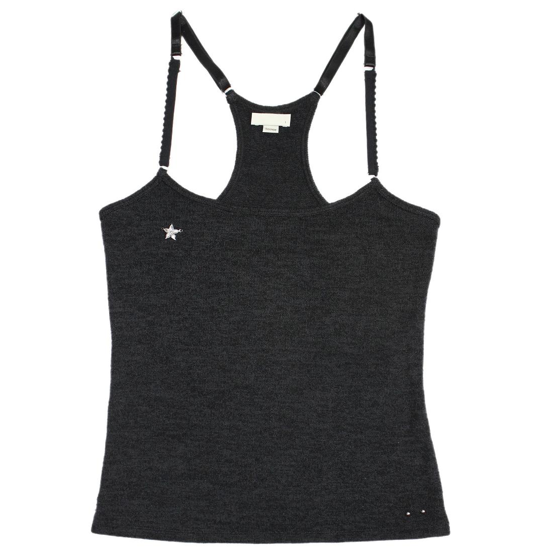 Pierced applique sleeveless (Black)