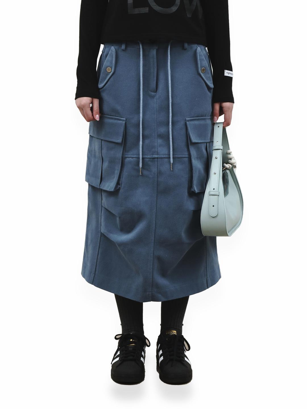 [4/14 예약배송]PINTUK CARGO SKIRT .Blue
