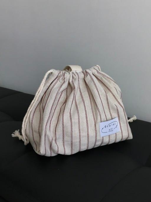 스트라이프 핸들링 파우치 레드 / 자체제작 파우치가방