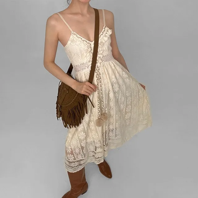 [강력추천/고퀄리티] 빈티지 보헤미안 뷔스티에 시스루 레이스 롱 원피스 * 제주도 여행룩, 페스티벌룩 추천!