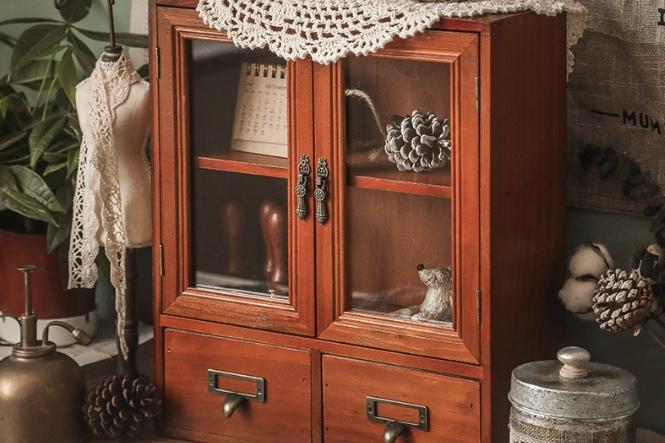 [쿠폰가 21,150원] 엔틱 원목 서랍형 4단 양문형 악세사리 미니 수납장