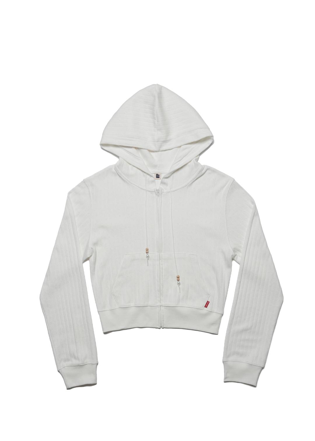 POINTELLE ZIP-UP HOODIE_MILK WHITE