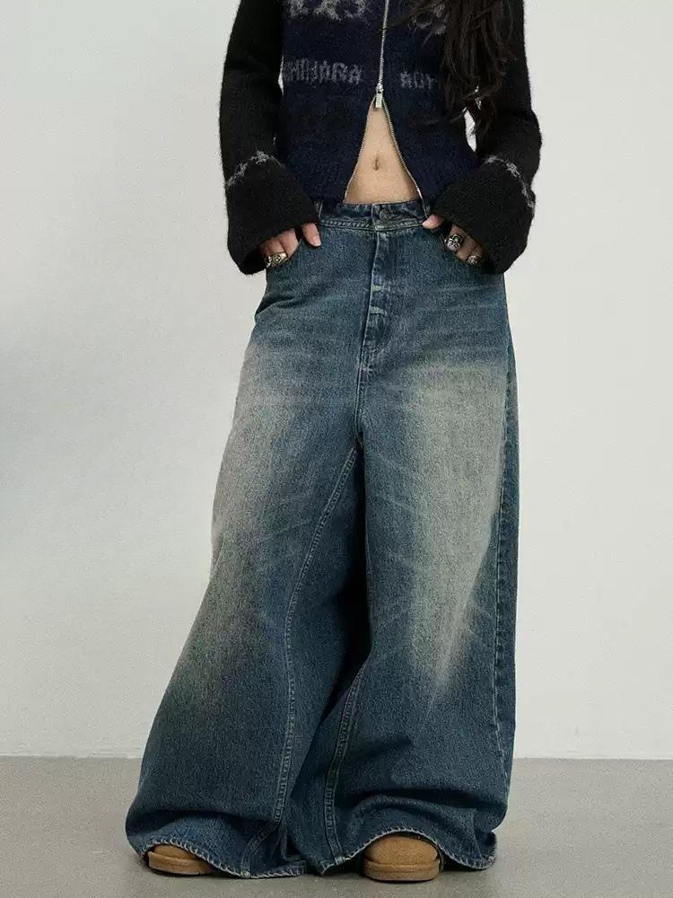 AHCIHARA 아치하라 와이드 워싱 블루 데님 팬츠