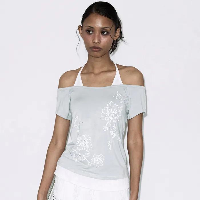 ROSY HALTER OFF-SHOULDER TOP (LIGHT MINT) F26QB136