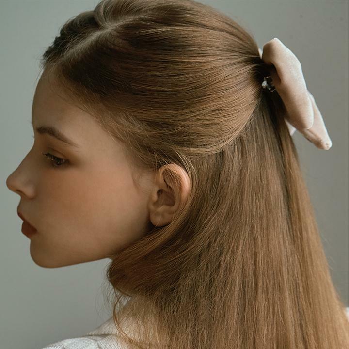 [랠리특가]ANC SATIN VELVET RIBBON HAIRPIN - BEIGE