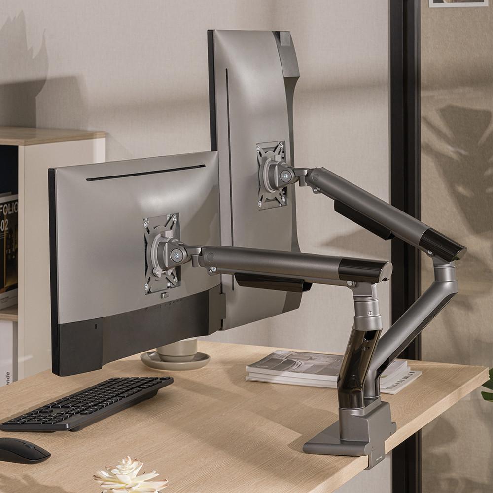 루나랩 스텔라 모니터암 거치대 듀얼 그레이