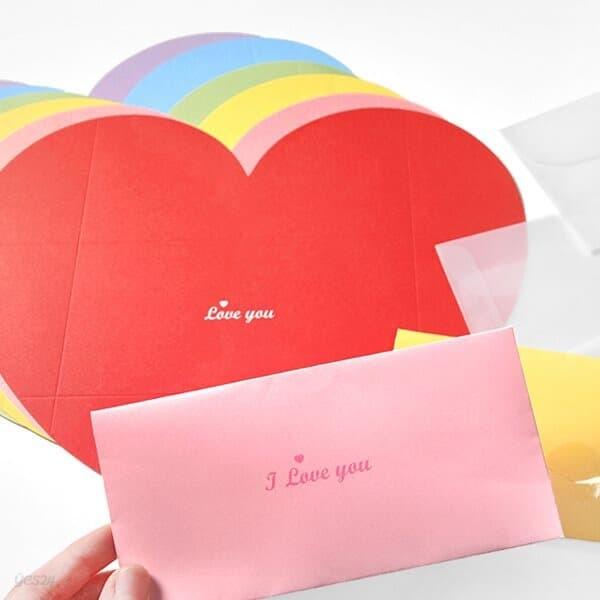 메시지 하트 편지지2장 &amp; 트레이싱지 봉투2장