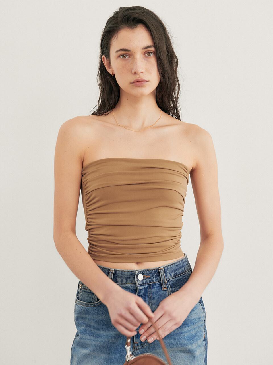 Carry Drape Tube Top_Beige