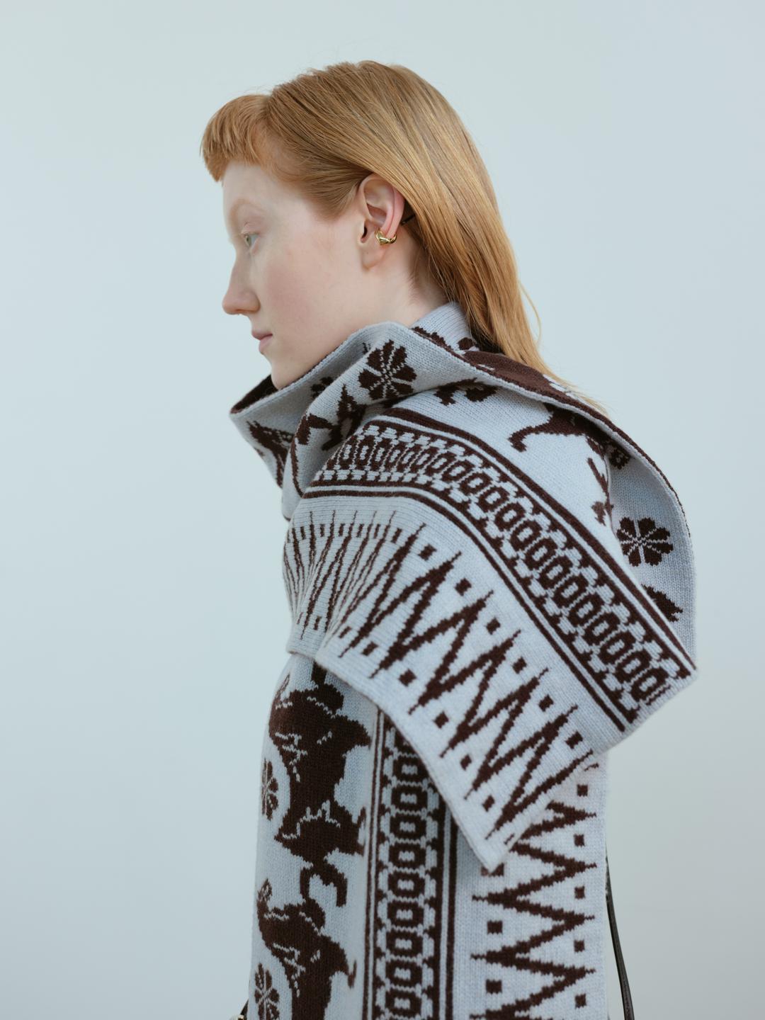 BLUE & BROWN CLASSIC PATTERN MUFFLER