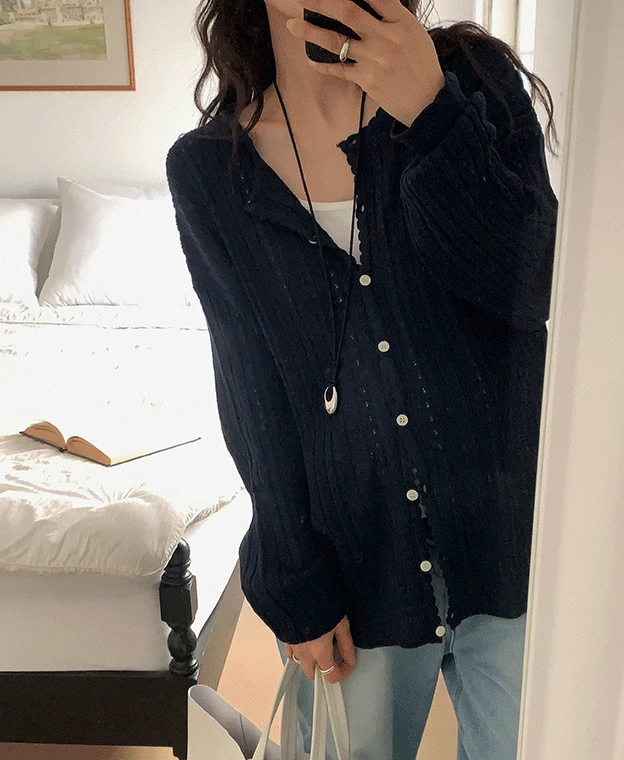 멜로아 펀칭 가디건 (2color)