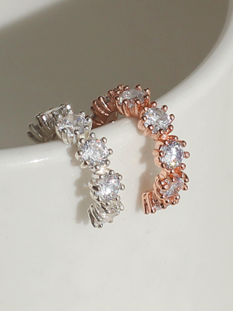 925 silver brill cubic ear cuff (이어커프/1pc)