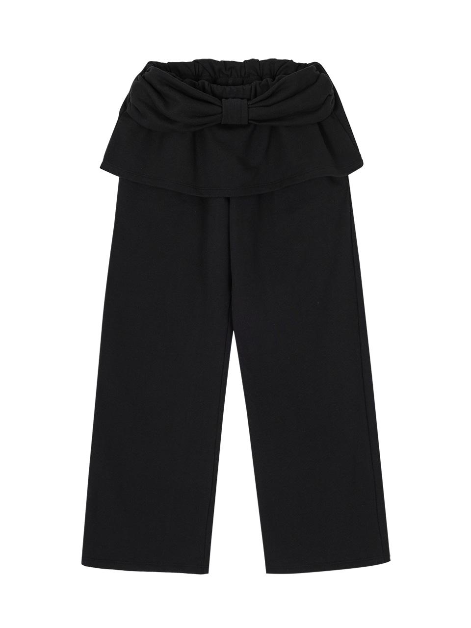 RIBBON SKIRT SWEATPANTS_BLACK