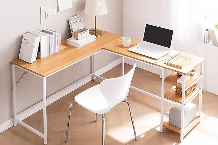 코너 철제책상 컴퓨터 서재 1인용 게이밍 데스크 고등학생 책상 겸 테이블 2color