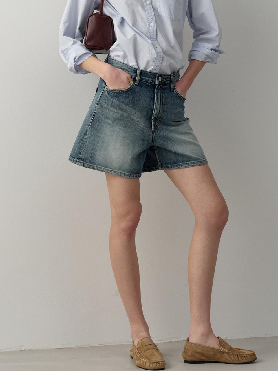 클래식 데님 쇼츠_brushed indigo