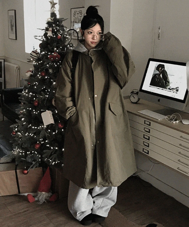 [전체퍼안감/왕따숩] 오비 양털 롱 야상 패딩 점퍼