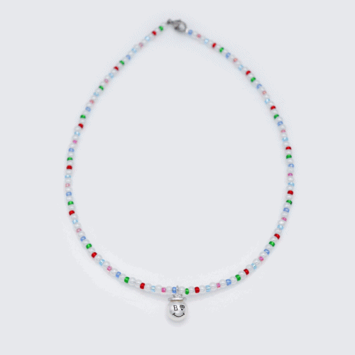봉보 스마일 진주 팬던트 컬러 비즈 목걸이 Smile pearl pendant color beads Necklace