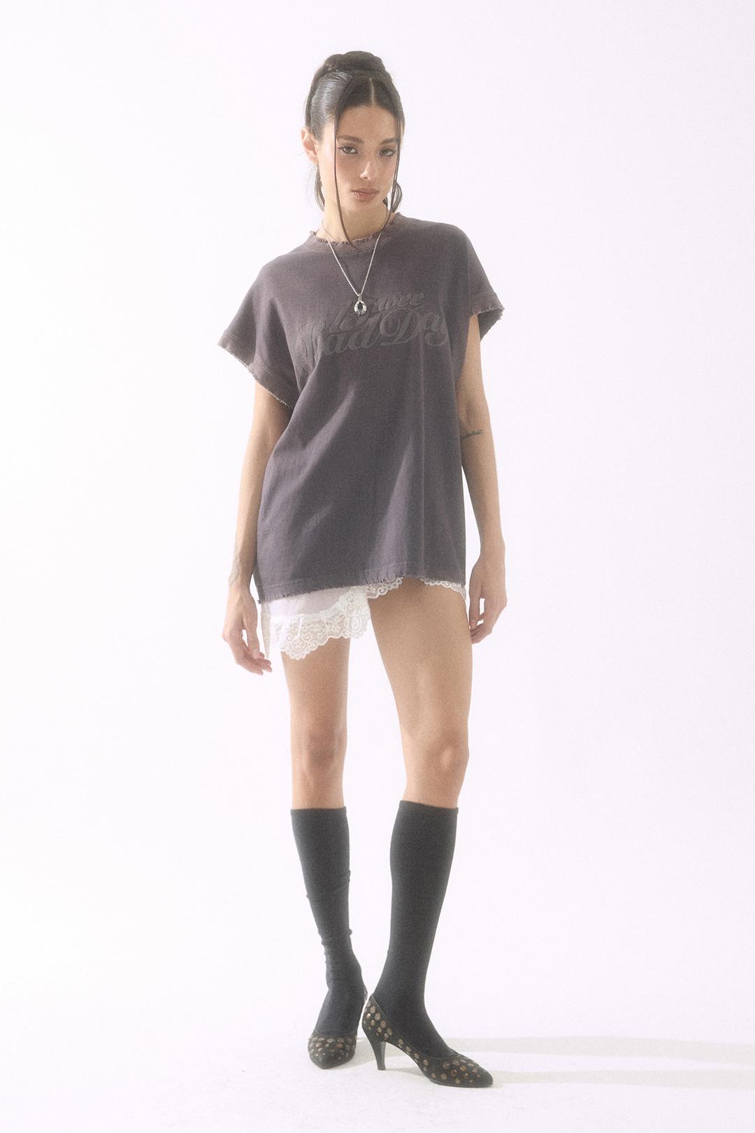 Bad Day Damage Top Charcoal