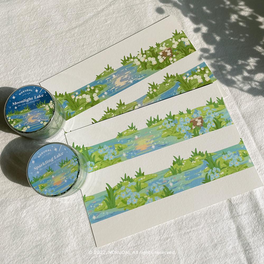 낮과 밤의 호수 다이컷 마스킹 테이프-달빛호수,반짝호수