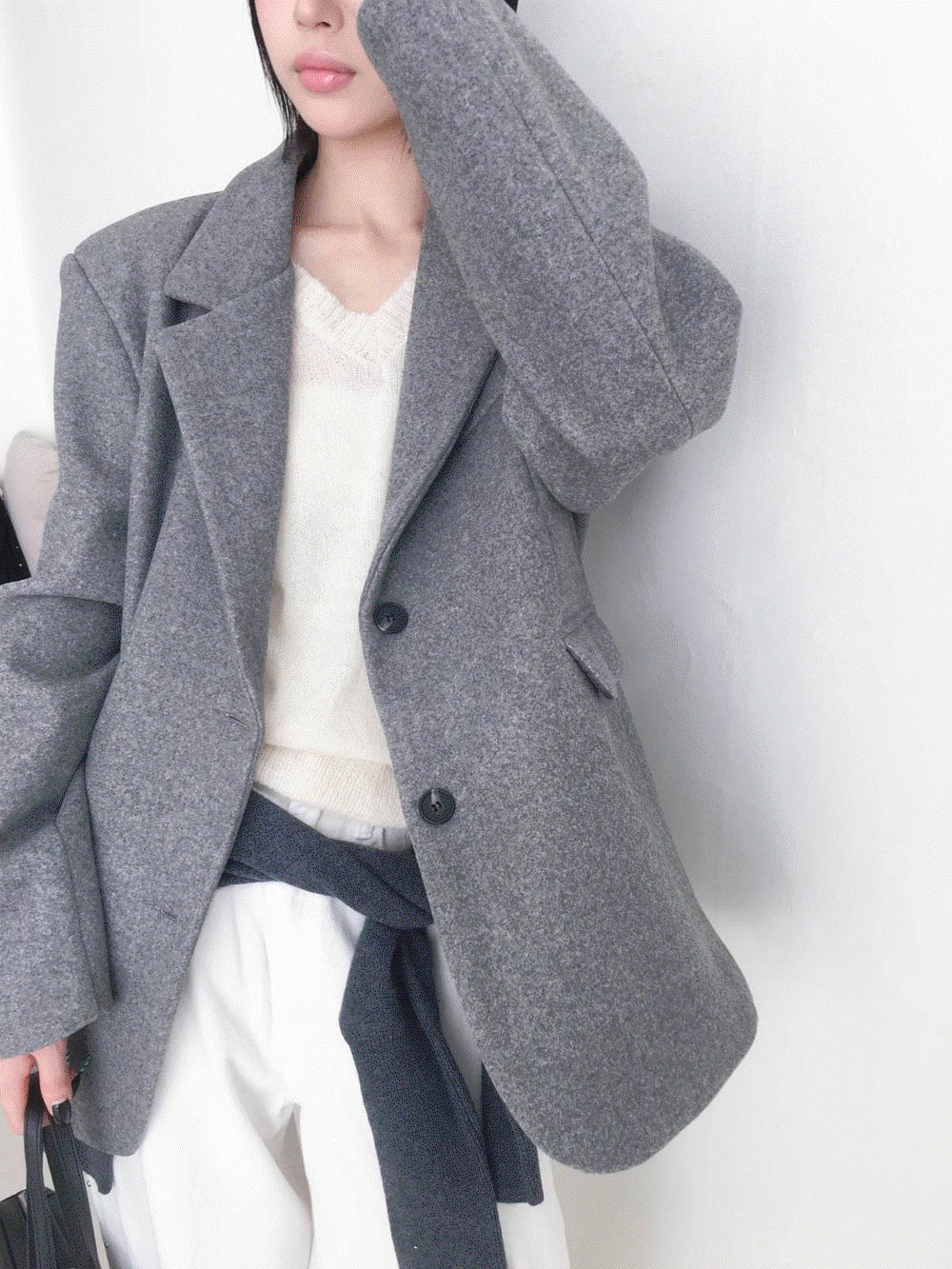 나나 오버핏 울 하프자켓 (2colors)