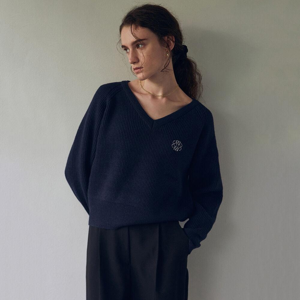 NICOLE WOOL V-NECK KNIT_NAVY