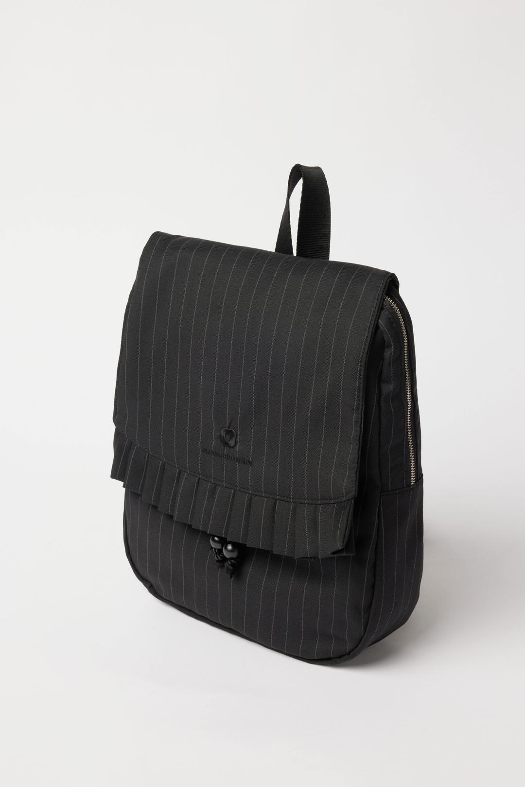 Stripe pleats backpack_Black