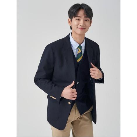 울 솔리드 재킷  네이비