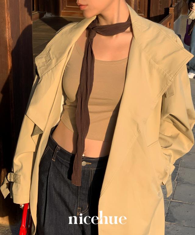 니스휴 링클 주름 타이 스카프 / 가을 개강룩 하객룩 롱스카프 레이스머플러 슬림 머플러 무지스카프 캐쥬얼 데일리 주름