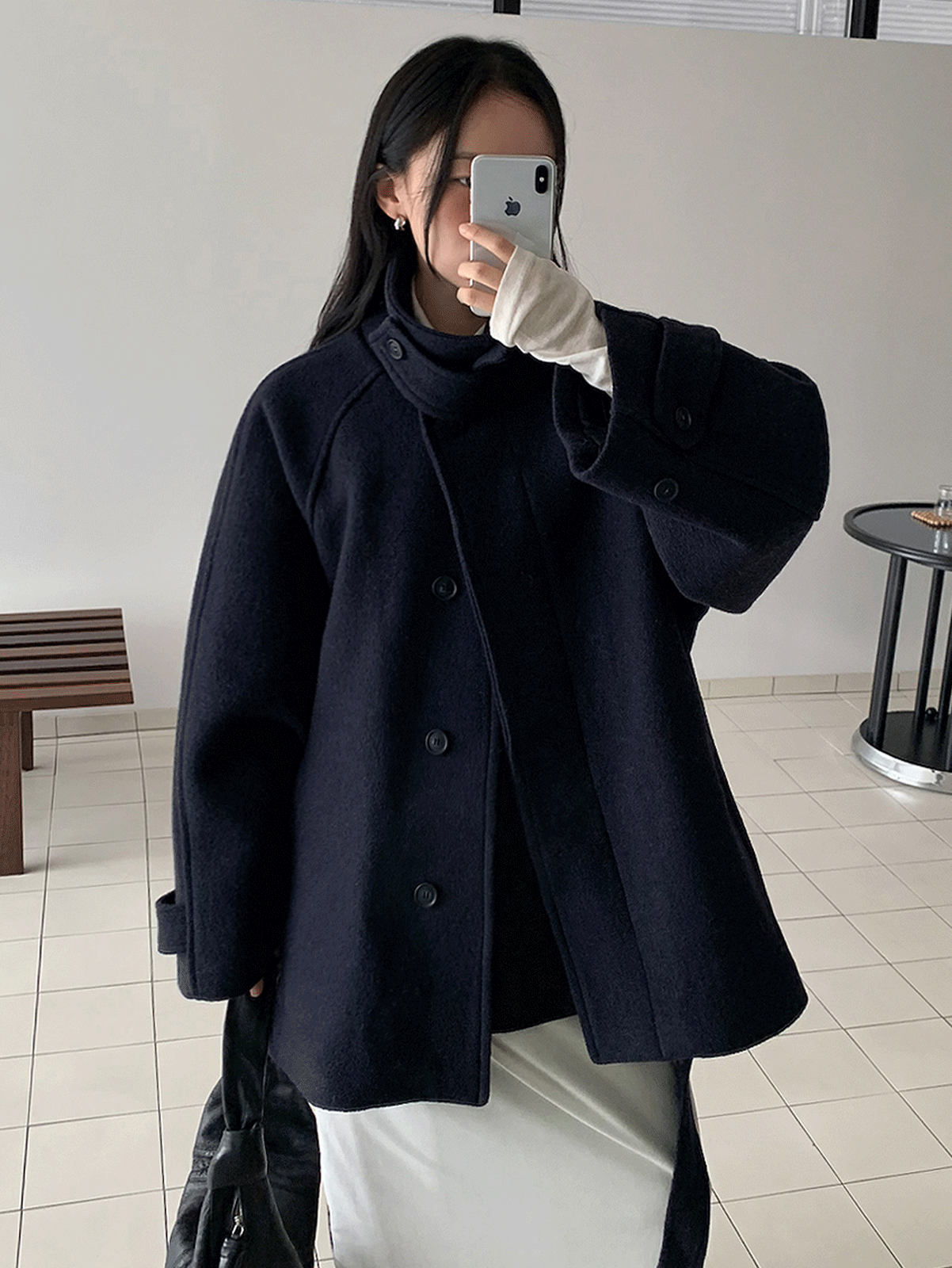 gram wool half coat (navy) 울100, 추천!