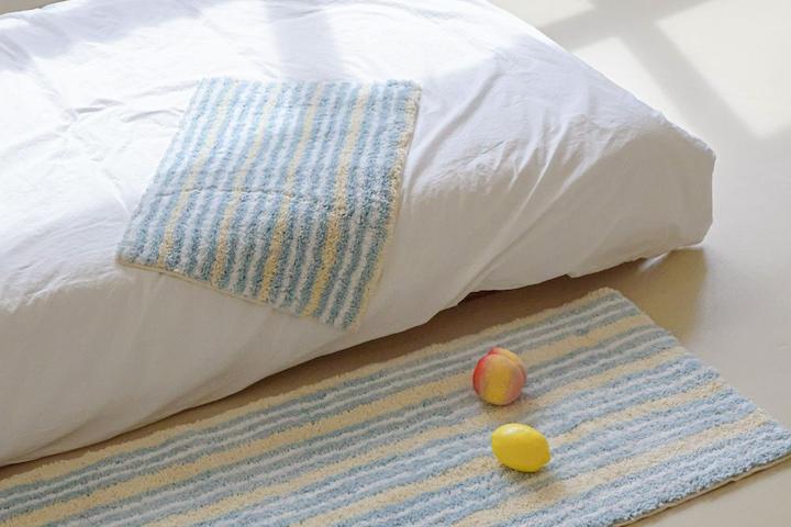 라임블루 롱 발매트 싱크대 주방 침실 터프팅 매트 미끄럼방지 50x150