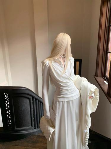 Flutter Collar Two-Piece T-shirt Top