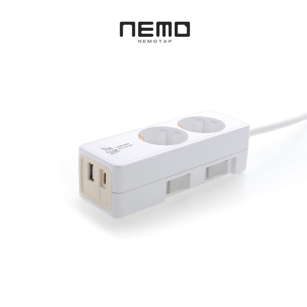 국산 안전 네모탭 더슬림 USB 2구 개별스위치 PD 30W C타입 초고속충전 멀티탭