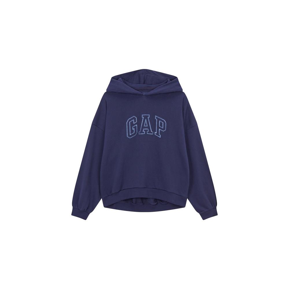 [GAP Adults] [여성] 라인 로고 패치 후드 티셔츠_네이비 5123327006