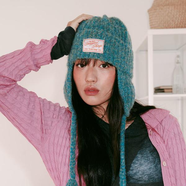 Knit Trooper Beanie - Mossy Blue
