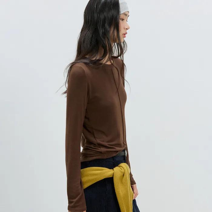 SOFT WOOL LAYERED TOP CHOCOLATE BROWN