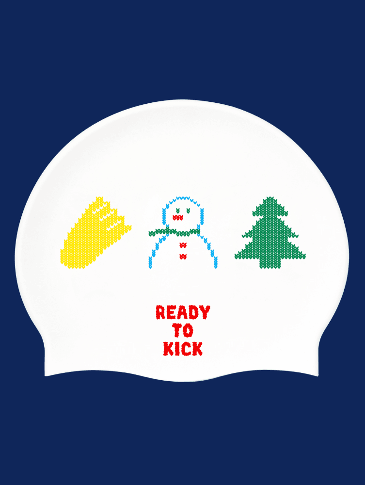 WHITE X-MAS swim cap