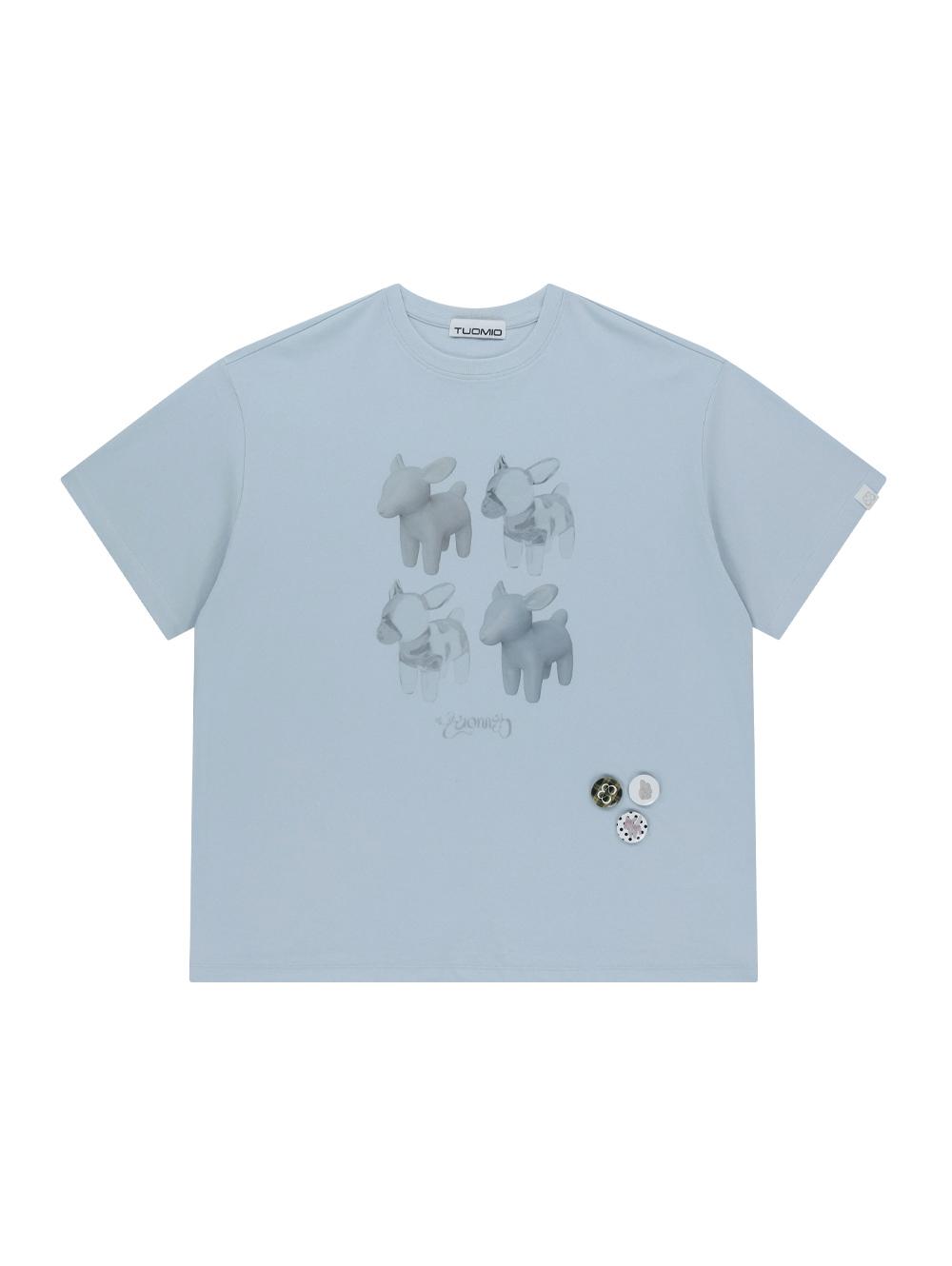 DEER BADGE T-SHIRT [BABY BLUE]