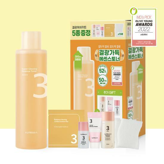 [대용량+미니어처] 넘버즈인 3번 결광가득 에센스 토너 300ml 어워즈 한정기획 (+3번 결광케어 키트 5종 증정)