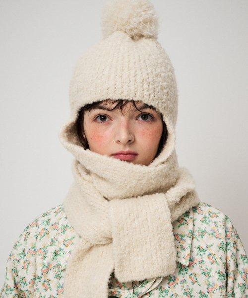 BOUCLE BALACLAVA MUFFLER, CREAM