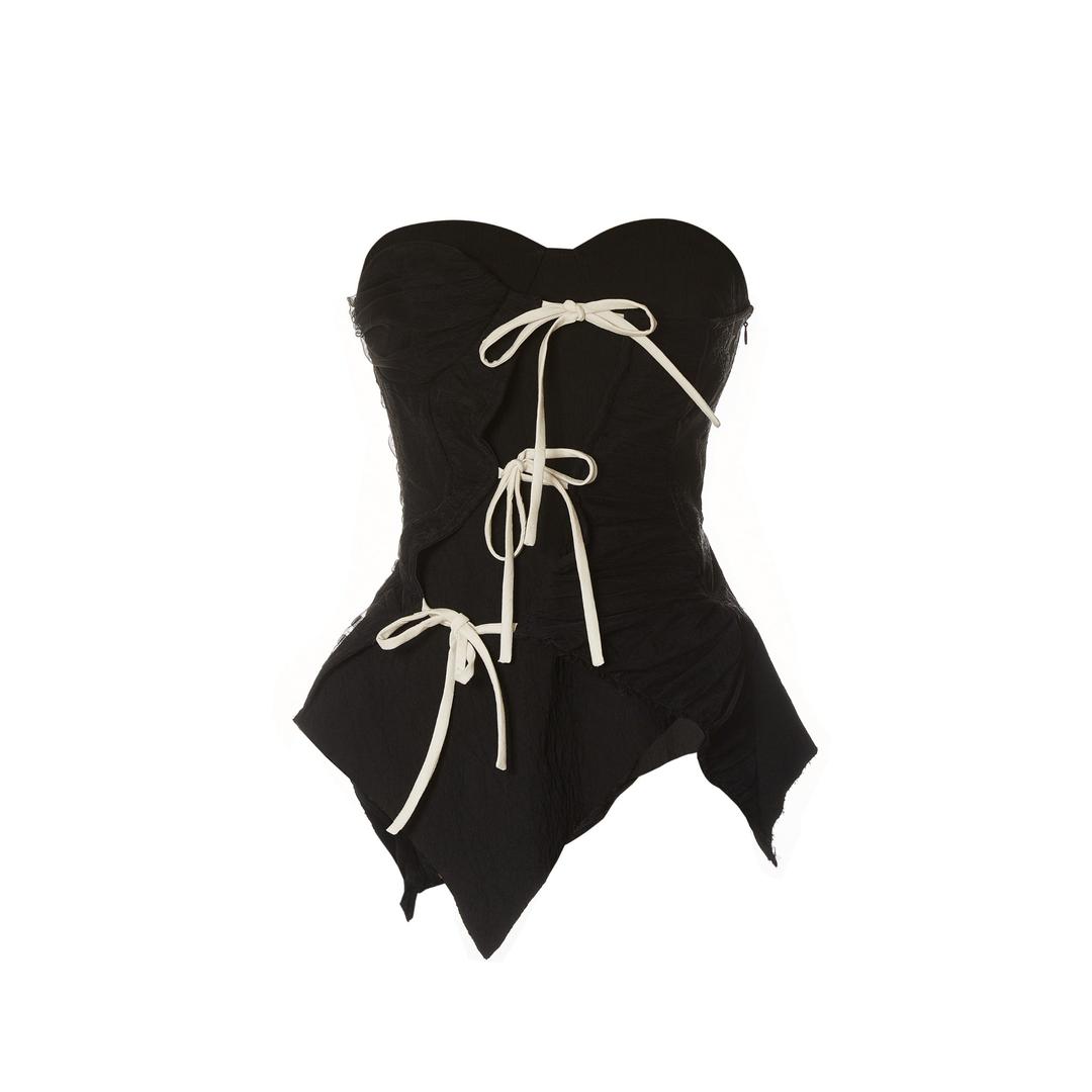 Black Gauze Brassiere Top - S