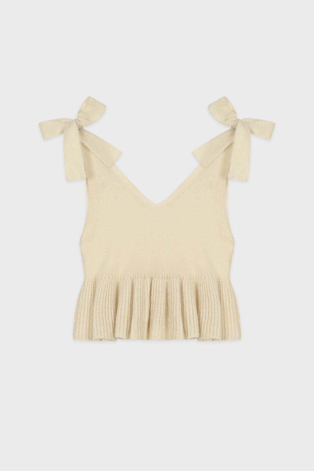 Ribbon Tie Frill Sleeveless (Ivory)