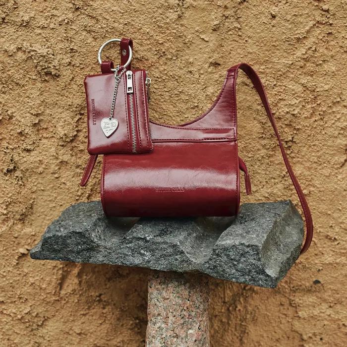 Glaze Mini Cross Bag & Card Wallet Set-Red