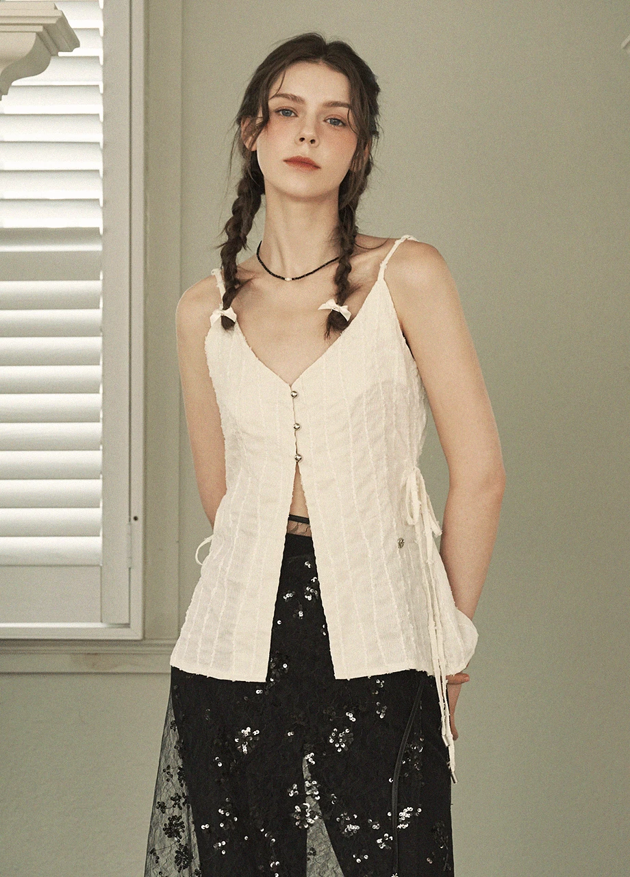 [44-120] Blob V-neck Slit Bustier 