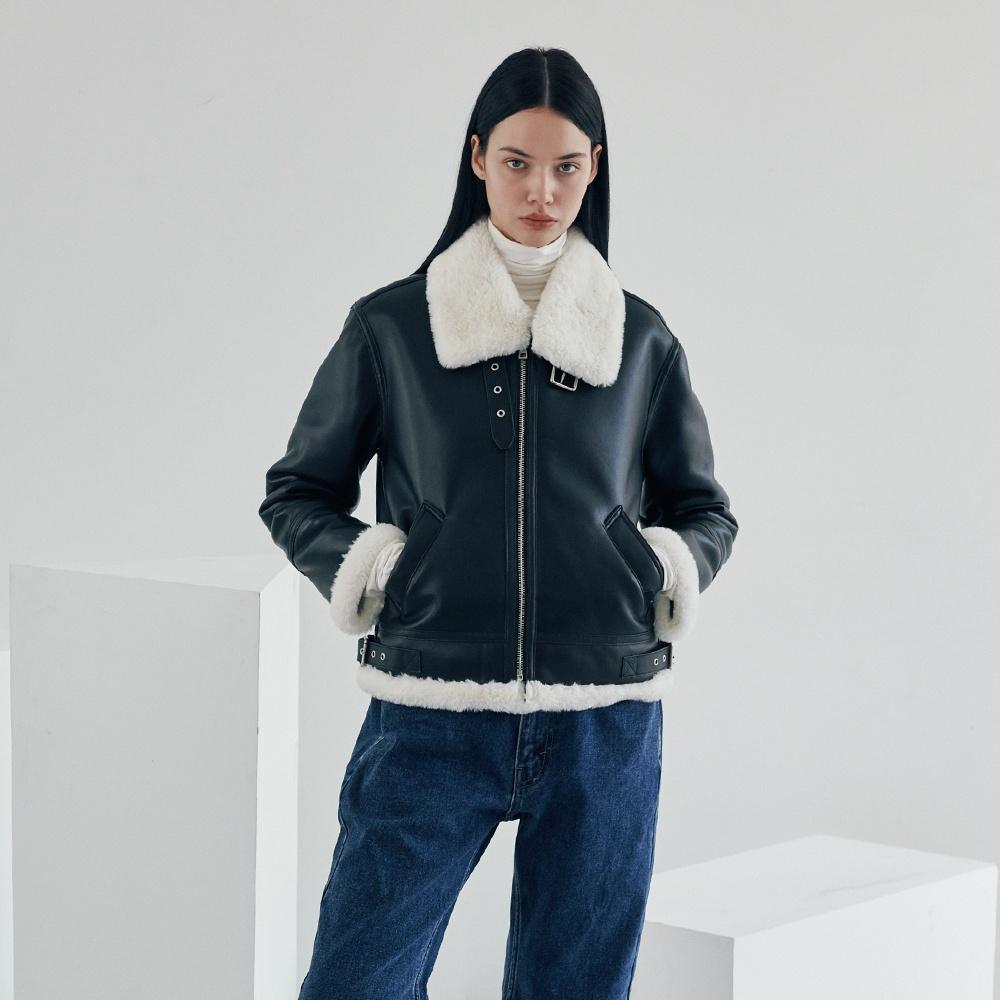 에비에이터 B-3 무스탕 자켓 [블랙/화이트]