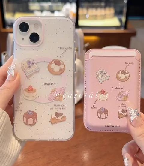 Coquette Cute Foodie Croissant Desserts MagSafe Case With MagSafe Cardholder