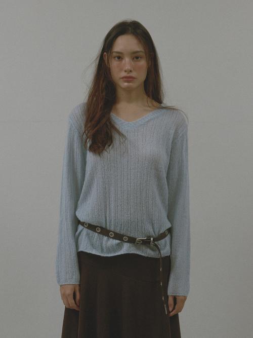 V-NECK GOLGI KNIT (SKY BLUE)