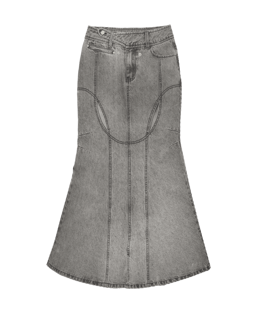 [3/20 예약배송] Mermaid Slit Denim Skirt / Grey