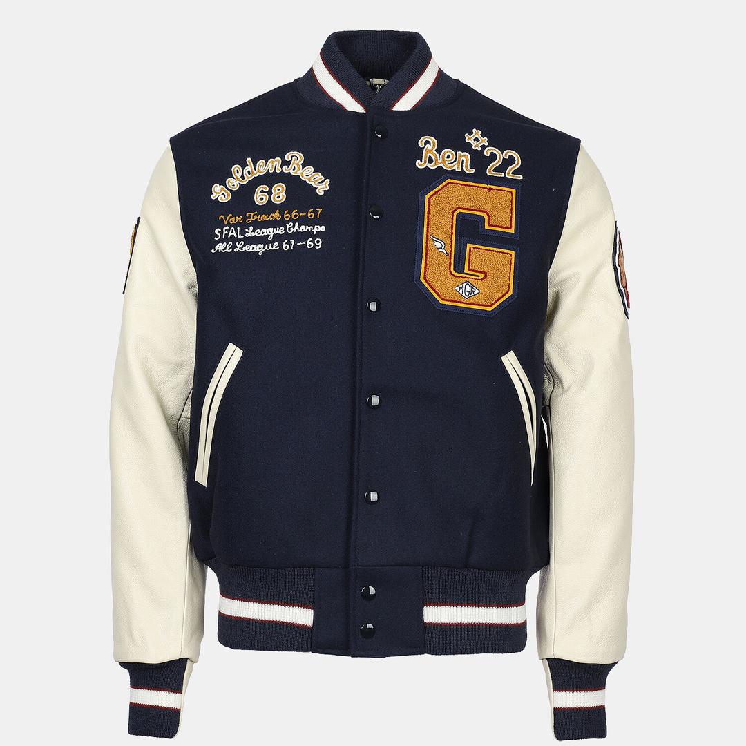 골든베어 남성 바시티 패치 자켓 컨템포러리핏 네이비 V80 NAV COW CRM