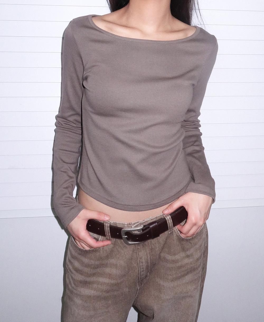 로니 보트넥 긴팔 티셔츠