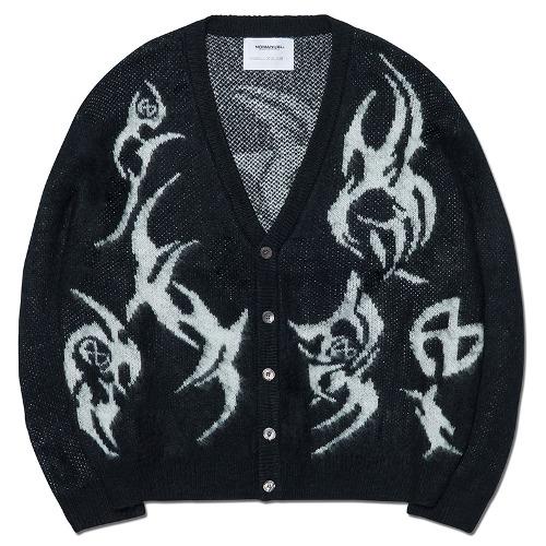 TRIBAL HAIRY CARDIGAN - BLACK